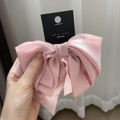 Coreea de modă elegantă temperament satin fundă clemă de primăvară simplă la modă ac de păr panglică clemă de păr cleme de păr pentru femei