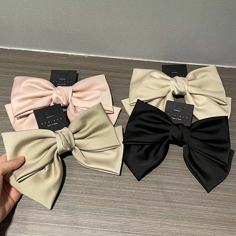 Coreea de modă elegantă temperament satin fundă clemă de primăvară simplă la modă ac de păr panglică clemă de păr cleme de păr pentru femei