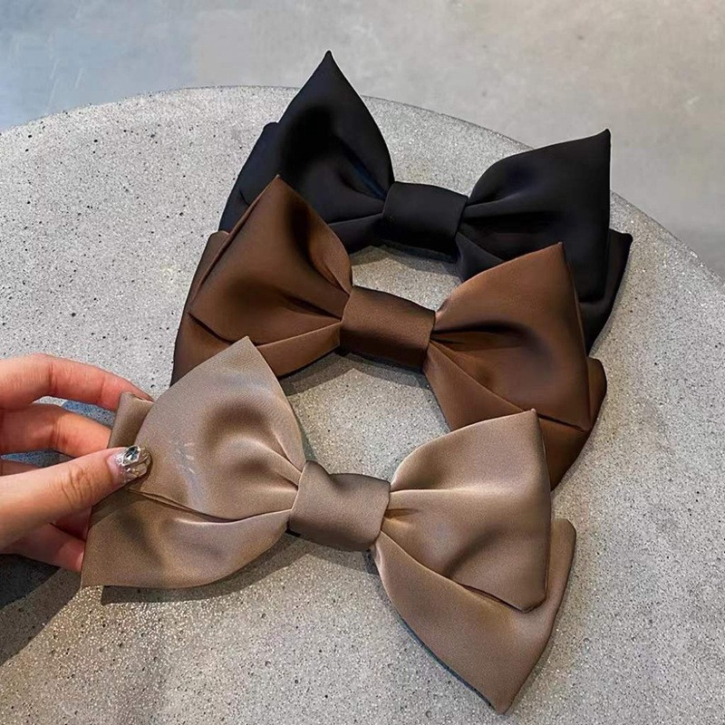 Coreea de modă elegantă temperament satin fundă clemă de primăvară simplă la modă ac de păr panglică clemă de păr cleme de păr pentru femei