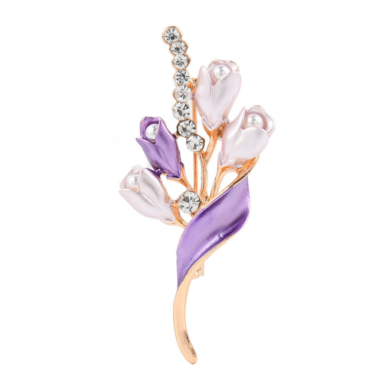 Broșă elegantă de lalele cu flori aurii, flori dulci, cadou pentru femei, nuntă, petrecere, bijuterii, cadouri