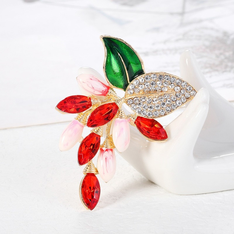 Nouă broșe de struguri cu smalț cu cristal pentru femei, unisex, cu stras, flori, frumusețe, pentru birou, broșă pentru petrecere, cadouri