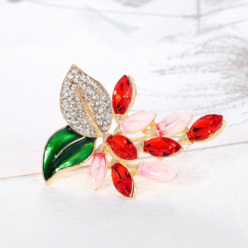 Nouă broșe de struguri cu smalț cu cristal pentru femei, unisex, cu stras, flori, frumusețe, pentru birou, broșă pentru petrecere, cadouri