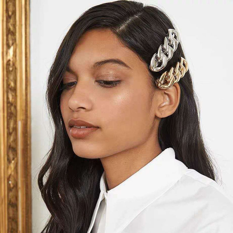 Europietiški ir amerikietiški minimalistiniai perdėtai metaliniai ryškiai stori plaukų segtukai spyruokliniai segtukai Trend šoniniai segtukai Moteriški plaukų aksesuarai