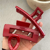 2023 de primăvară noua clemă de păr geometrică crab dimensiune mare rășină roșie gheare de păr pătrată ace de păr simplă de bază accesorii de păr femei