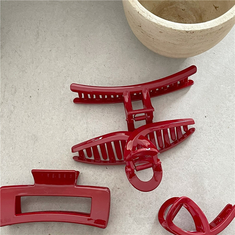 2023 de primăvară noua clemă de păr geometrică crab dimensiune mare rășină roșie gheare de păr pătrată ace de păr simplă de bază accesorii de păr femei