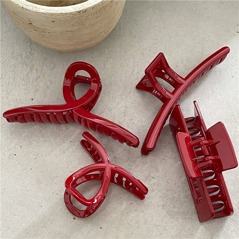 2023 de primăvară noua clemă de păr geometrică crab dimensiune mare rășină roșie gheare de păr pătrată ace de păr simplă de bază accesorii de păr femei