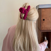 Didelio dydžio 13 cm plaukų segtukai žieminiai dirbtinio kailio plaukų nagai elegantiški akriliniai plaukų segtukai pliušiniai krabų plaukų segtukai moterims