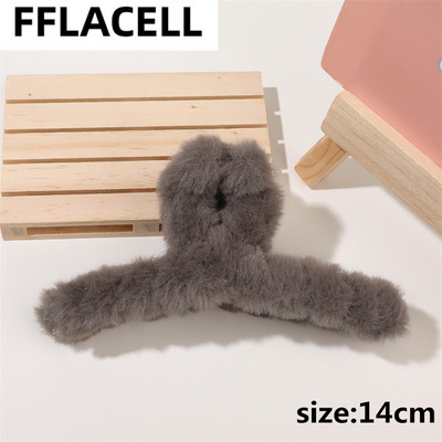 Didelio dydžio 13 cm plaukų segtukai žieminiai dirbtinio kailio plaukų nagai elegantiški akriliniai plaukų segtukai pliušiniai krabų plaukų segtukai moterims