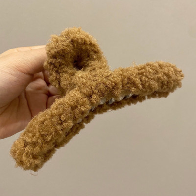 Didelio dydžio 13 cm plaukų segtukai žieminiai dirbtinio kailio plaukų nagai elegantiški akriliniai plaukų segtukai pliušiniai krabų plaukų segtukai moterims