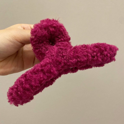 Didelio dydžio 13 cm plaukų segtukai žieminiai dirbtinio kailio plaukų nagai elegantiški akriliniai plaukų segtukai pliušiniai krabų plaukų segtukai moterims