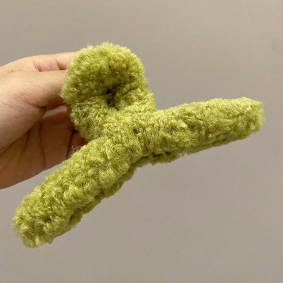 Didelio dydžio 13 cm plaukų segtukai žieminiai dirbtinio kailio plaukų nagai elegantiški akriliniai plaukų segtukai pliušiniai krabų plaukų segtukai moterims