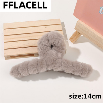 Didelio dydžio 13 cm plaukų segtukai žieminiai dirbtinio kailio plaukų nagai elegantiški akriliniai plaukų segtukai pliušiniai krabų plaukų segtukai moterims