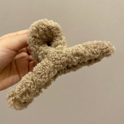 Didelio dydžio 13 cm plaukų segtukai žieminiai dirbtinio kailio plaukų nagai elegantiški akriliniai plaukų segtukai pliušiniai krabų plaukų segtukai moterims