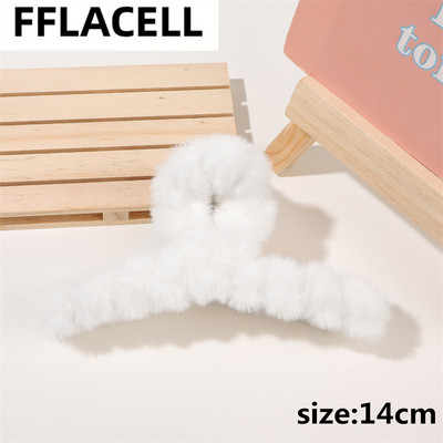 Didelio dydžio 13 cm plaukų segtukai žieminiai dirbtinio kailio plaukų nagai elegantiški akriliniai plaukų segtukai pliušiniai krabų plaukų segtukai moterims