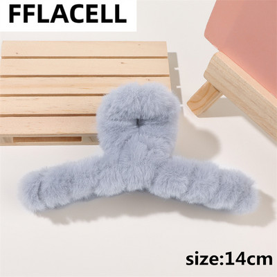 Didelio dydžio 13 cm plaukų segtukai žieminiai dirbtinio kailio plaukų nagai elegantiški akriliniai plaukų segtukai pliušiniai krabų plaukų segtukai moterims