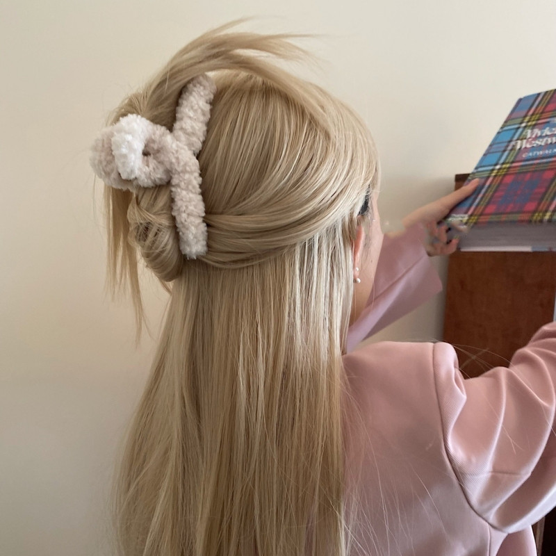 Didelio dydžio 13 cm plaukų segtukai žieminiai dirbtinio kailio plaukų nagai elegantiški akriliniai plaukų segtukai pliušiniai krabų plaukų segtukai moterims