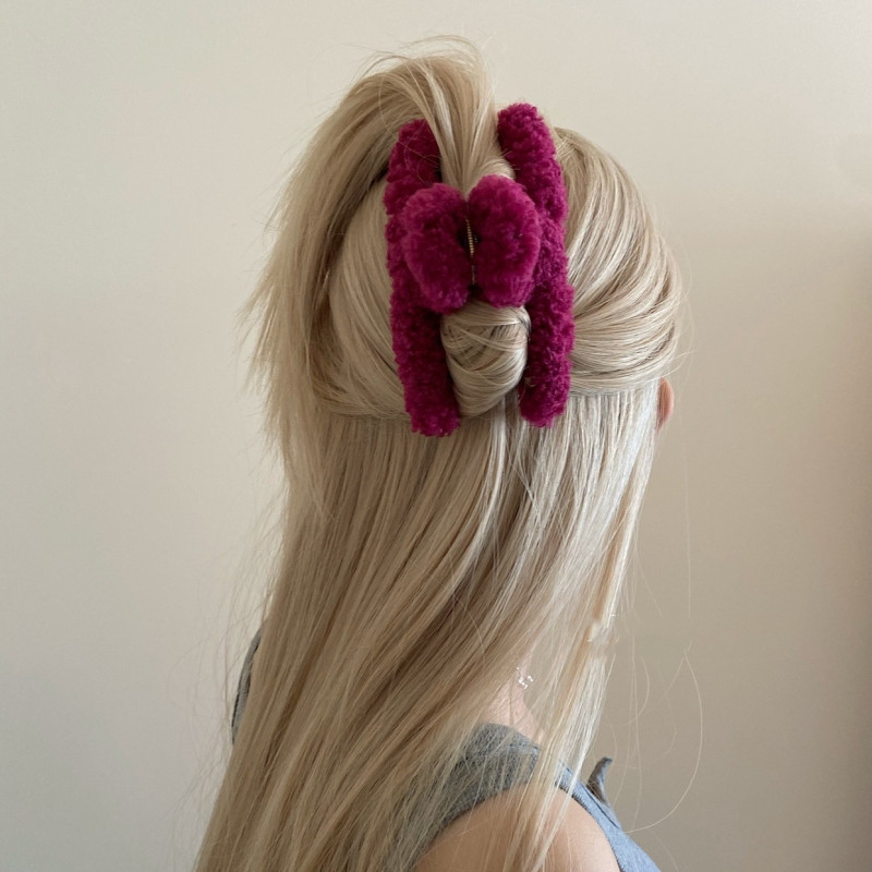 Didelio dydžio 13 cm plaukų segtukai žieminiai dirbtinio kailio plaukų nagai elegantiški akriliniai plaukų segtukai pliušiniai krabų plaukų segtukai moterims