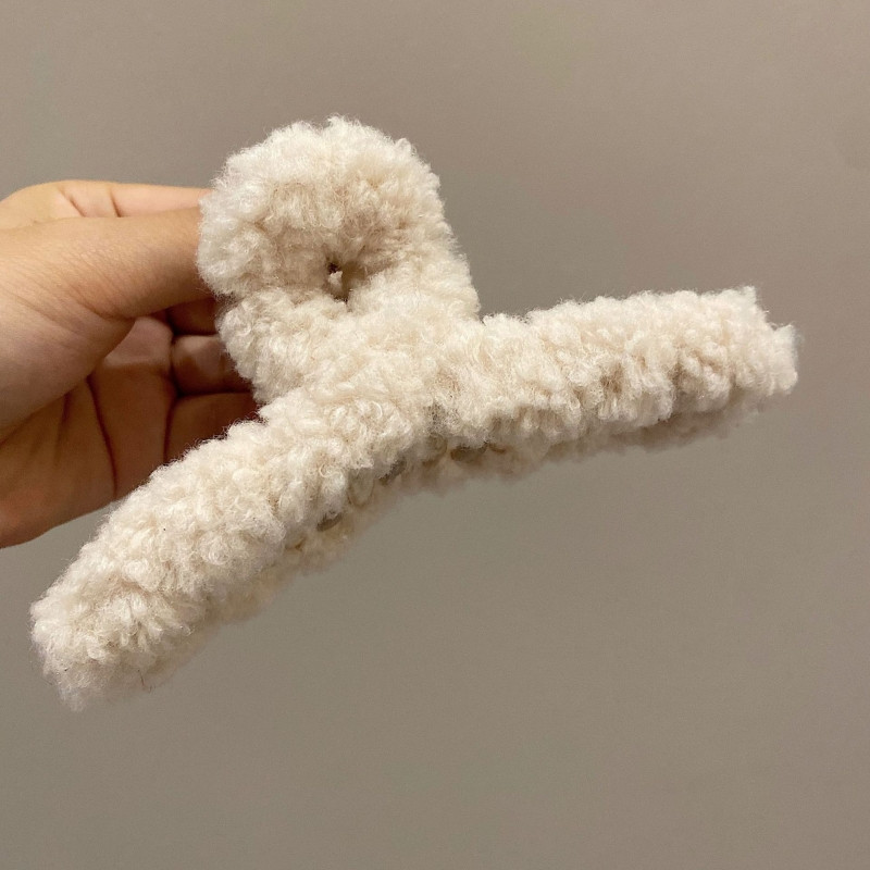 Didelio dydžio 13 cm plaukų segtukai žieminiai dirbtinio kailio plaukų nagai elegantiški akriliniai plaukų segtukai pliušiniai krabų plaukų segtukai moterims