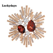 Xingyunday Nou 2022 Broșă elegantă cu flori la modă, albastru închis, roșu, cristal, pentru femei, bijuterii la modă