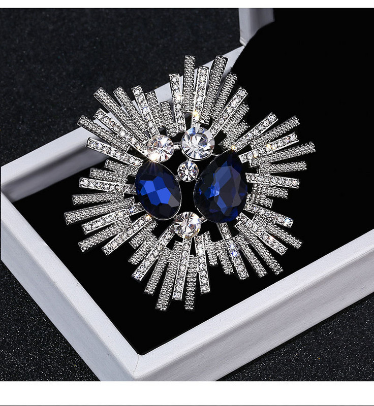 Xingyunday Nou 2022 Broșă elegantă cu flori la modă, albastru închis, roșu, cristal, pentru femei, bijuterii la modă