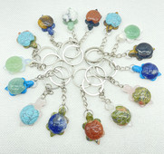 Естествен скъпоценен камък Тюркоаз Кварцов кристал Опал Тигрово око Издълбана костенурка Ключодържател Висулка за изработка на бижута Ключови аксесоари