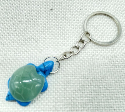 Естествен скъпоценен камък Тюркоаз Кварцов кристал Опал Тигрово око Издълбана костенурка Ключодържател Висулка за изработка на бижута Ключови аксесоари