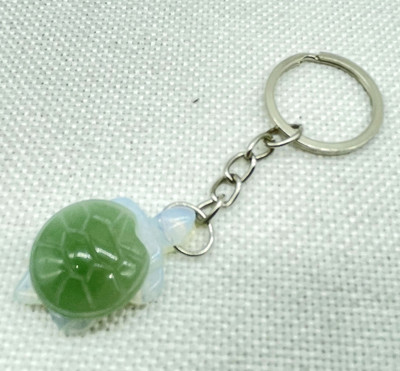 Естествен скъпоценен камък Тюркоаз Кварцов кристал Опал Тигрово око Издълбана костенурка Ключодържател Висулка за изработка на бижута Ключови аксесоари