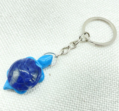 Естествен скъпоценен камък Тюркоаз Кварцов кристал Опал Тигрово око Издълбана костенурка Ключодържател Висулка за изработка на бижута Ключови аксесоари