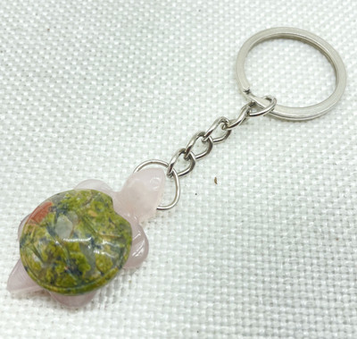 Естествен скъпоценен камък Тюркоаз Кварцов кристал Опал Тигрово око Издълбана костенурка Ключодържател Висулка за изработка на бижута Ключови аксесоари