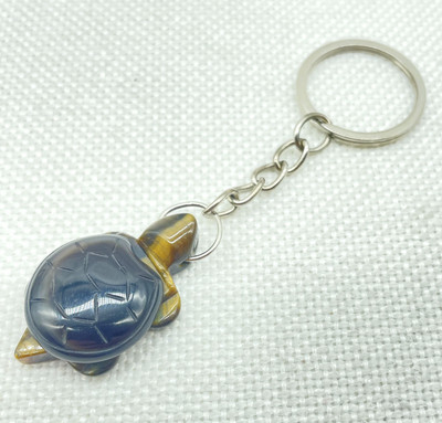 Естествен скъпоценен камък Тюркоаз Кварцов кристал Опал Тигрово око Издълбана костенурка Ключодържател Висулка за изработка на бижута Ключови аксесоари