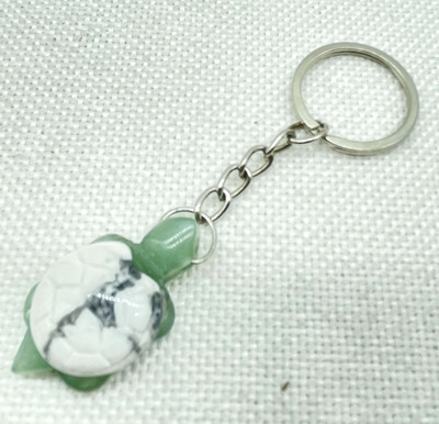 Естествен скъпоценен камък Тюркоаз Кварцов кристал Опал Тигрово око Издълбана костенурка Ключодържател Висулка за изработка на бижута Ключови аксесоари