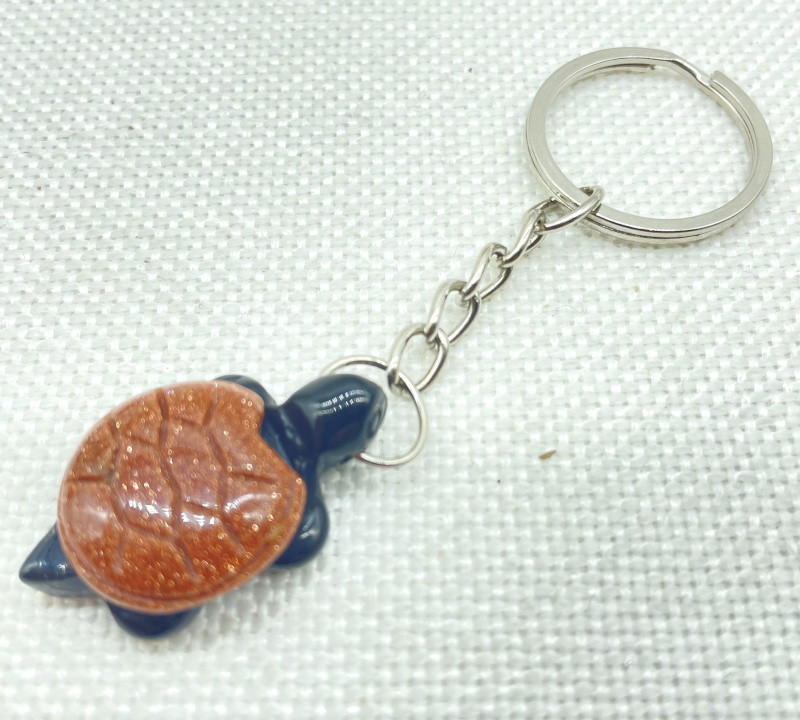 Естествен скъпоценен камък Тюркоаз Кварцов кристал Опал Тигрово око Издълбана костенурка Ключодържател Висулка за изработка на бижута Ключови аксесоари