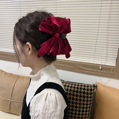 Elegantiškas dvisluoksnis lankelis spyruoklinis segtukas Velvetas rudens žiemos perlas juodas didelis lankas galvos apdangalas Plaukų nagai Plaukų segtukai Plaukų aksesuarai