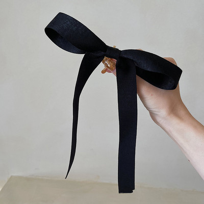 Elegantiškas dvisluoksnis lankelis spyruoklinis segtukas Velvetas rudens žiemos perlas juodas didelis lankas galvos apdangalas Plaukų nagai Plaukų segtukai Plaukų aksesuarai