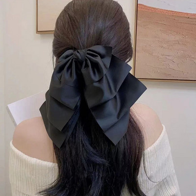 Elegantiškas dvisluoksnis lankelis spyruoklinis segtukas Velvetas rudens žiemos perlas juodas didelis lankas galvos apdangalas Plaukų nagai Plaukų segtukai Plaukų aksesuarai