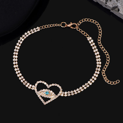 Nauja Blue Evil Eye Kalnų krištolinio akmens teniso apyrankė moterims Bling krištolo grandinėlė, 2022 m. paplūdimio sandalai kojų papuošalai