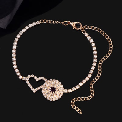 Nauja Blue Evil Eye Kalnų krištolinio akmens teniso apyrankė moterims Bling krištolo grandinėlė, 2022 m. paplūdimio sandalai kojų papuošalai