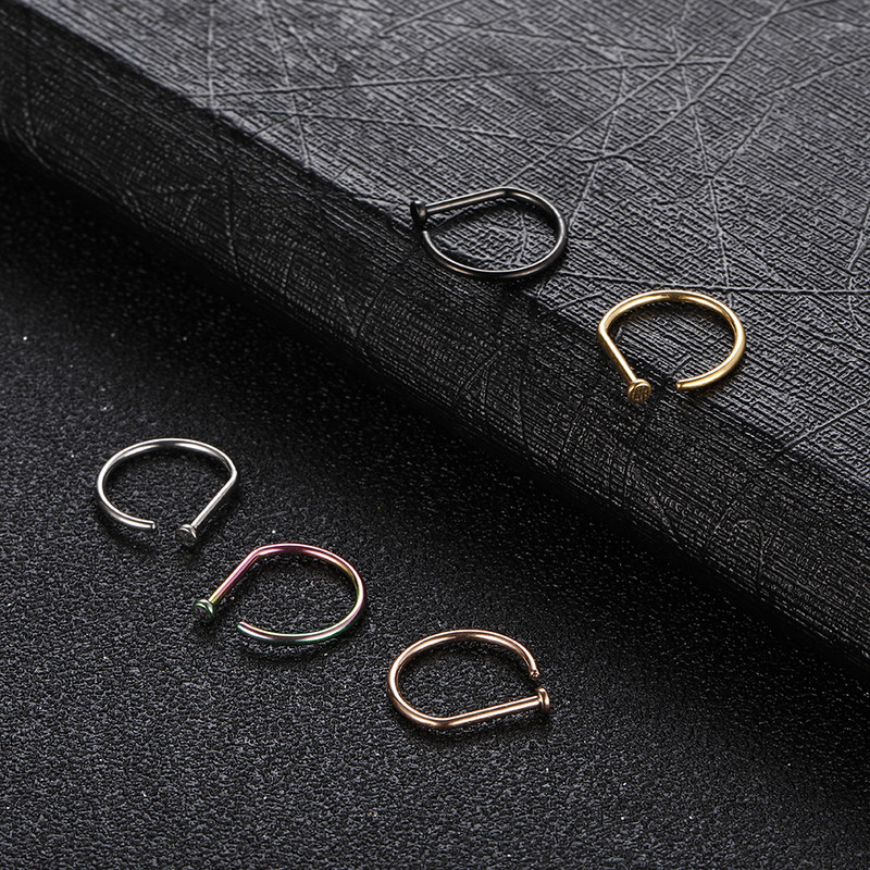 10 buc/lot inele de sept nariz din titan în formă de D cerc 20G 18G cercei pentru cartilaj pentru cercei pentru nariz buzele inele pentru nas fals bijuterii