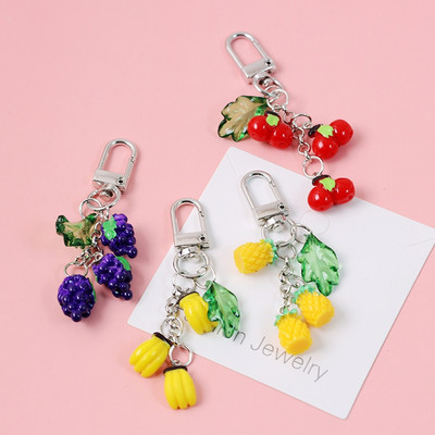 Drăguț banană ananas căpșuni fructe 3D cristal breloc pentru vară breloc inel geanta fermecător suspendat AirPods accesorii D614