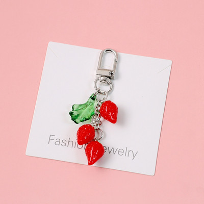 Drăguț banană ananas căpșuni fructe 3D cristal breloc pentru vară breloc inel geanta fermecător suspendat AirPods accesorii D614