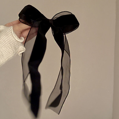 Ochiuri de păr din catifea pentru femei, cu fundă dublă, agrafă de păr franceză retro Hepburn, clemă de primăvară de vârf pentru femei, bijuterii elegante pentru petrecerea de nuntă