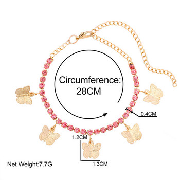 Висококачествена златисто-сребърна гривна с кристална пеперуда за глезена за жени Луксозна верига с кристали на глезена на крака Сандали Бижута