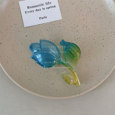 Moda coreeană Gradient Culoare Rășină Lalele Grab Agrafă Fată Dulci Transparente Floare Gheare Păr Accesorii Pentru Femei