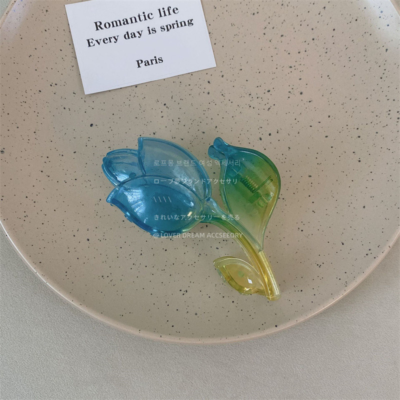 Moda coreeană Gradient Culoare Rășină Lalele Grab Agrafă Fată Dulci Transparente Floare Gheare Păr Accesorii Pentru Femei