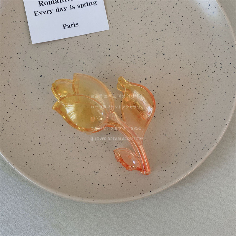 Moda coreeană Gradient Culoare Rășină Lalele Grab Agrafă Fată Dulci Transparente Floare Gheare Păr Accesorii Pentru Femei