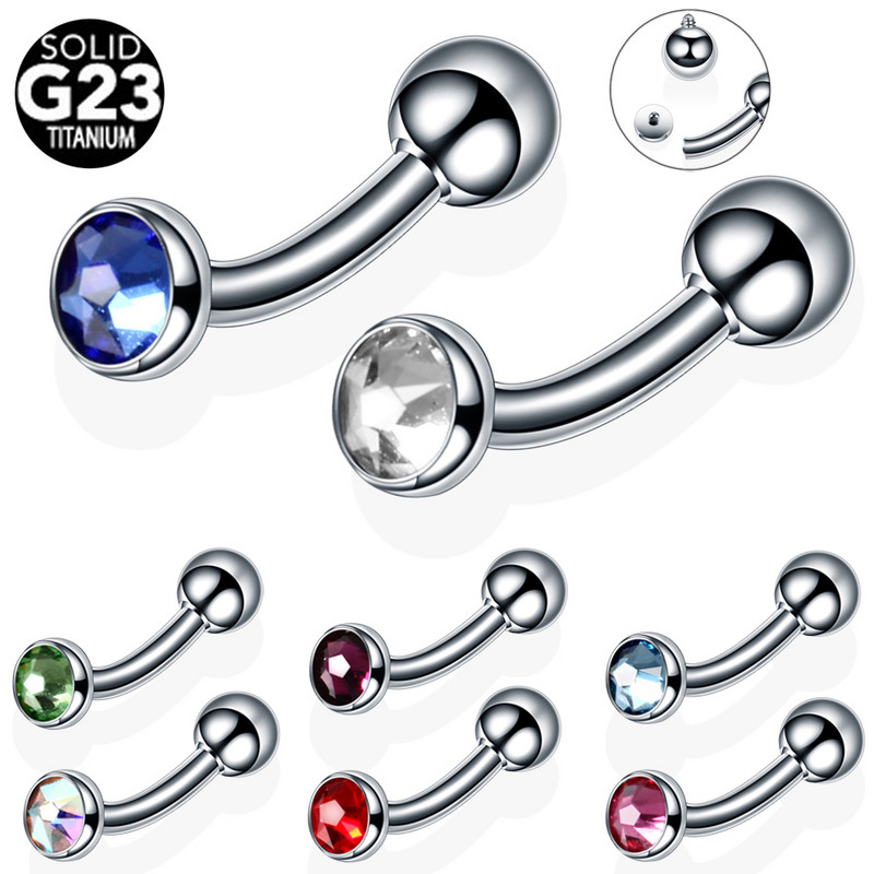 10db/tétel Titán szemöldök ívelt piercing kristály drágakő Daith fülbevaló piercing szexi vagina genitális piercing testékszer tétel 14G