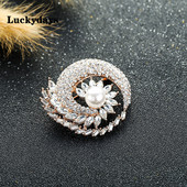 Xingyunday Fashion elegáns sötétkék/fehér kristály virágos bross nőknek Laday finom mikro burkolt cirkon ékszerek
