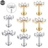 1PC Cristal de titan floare Piercing tragus ureche 16G Piercing cartilaj Stud Helix Bijuterii Conch Rook Lobe Cercei Labret Stud
