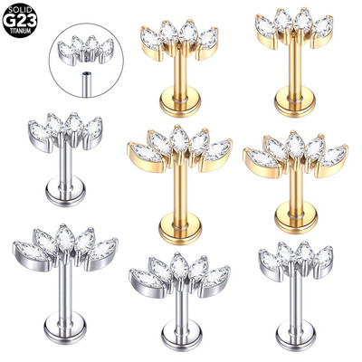 1 db titánkristály virág fülbevaló Tragus piercing 16g porc piercing spirál ékszer kagyló kagyló lebeny fülbevaló labret Stud