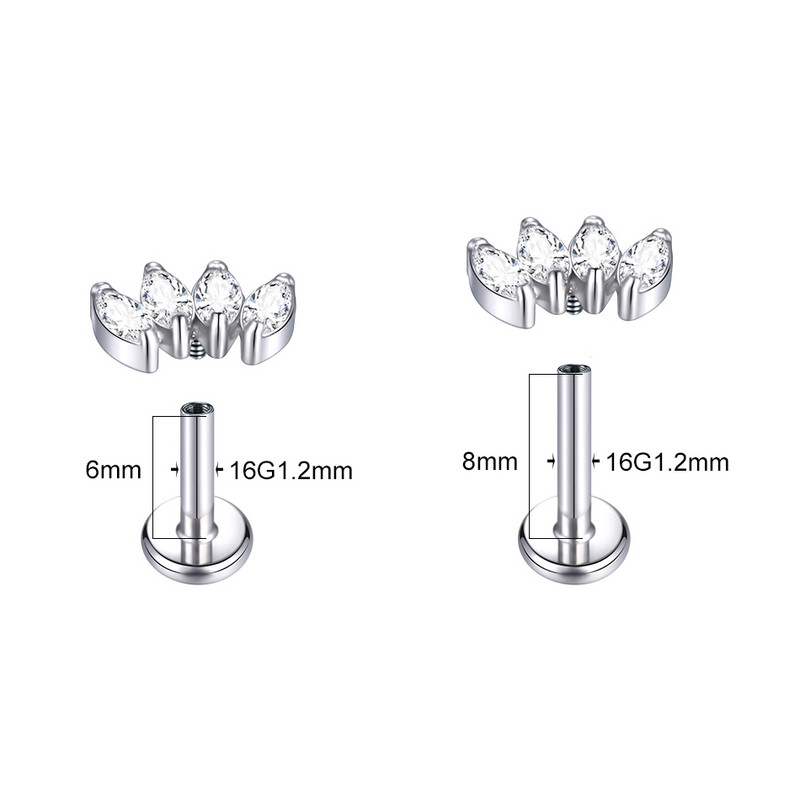 1PC Cristal de titan floare Piercing tragus ureche 16G Piercing cartilaj Stud Helix Bijuterii Conch Rook Lobe Cercei Labret Stud